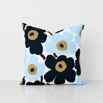 MARIMEKKO | PIENI UNIKKO CUSHION | 50 X 50CM | WHITE + BLUEBERRY + COLD BLUE + DARK BROWN