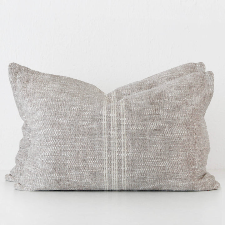 CRETO HAND WOVEN CUSHION BUNDLE X2 | 40X60CM | SAND DUST + OFF WHITE STRIPE