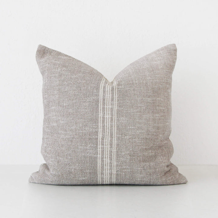 CRETO HAND WOVEN CUSHION | SAND DUST + OFF WHITE STRIPE | 50X50