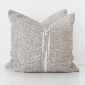 CRETO HAND WOVEN CUSHION BUNDLE X2 | 60X60CM | SAND DUST + OFF WHITE STRIPE