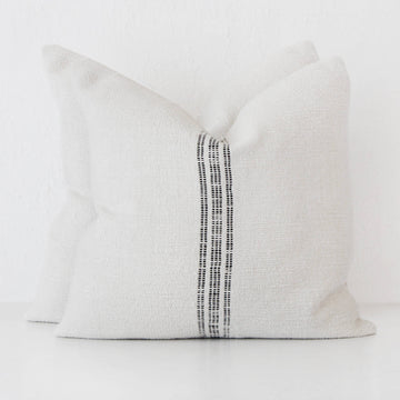 CRETO HAND WOVEN CUSHION BUNDLE X2 | 60X60CM | WHITE BLANC + BLACK STRIPE