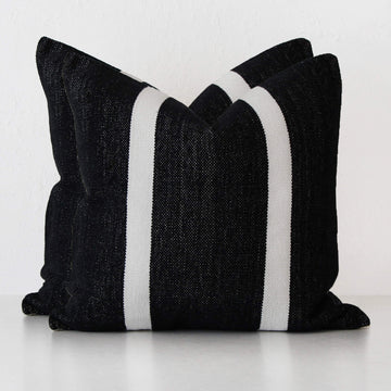 CASELLA HAND WOVEN CUSHION BUNDLE X2 | 60X60CM | BLACK NOIR + WHITE STRIPE