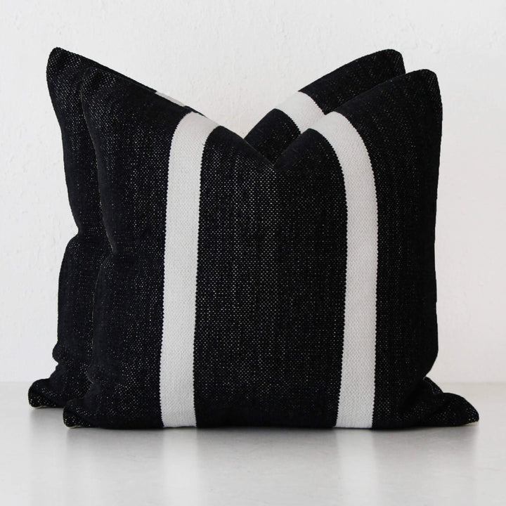 CASELLA HAND WOVEN CUSHION BUNDLE X2 | 60X60CM | BLACK NOIR + WHITE STRIPE