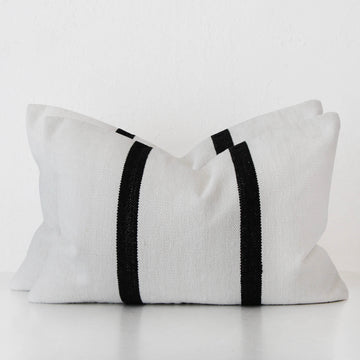 CASELLA HAND WOVEN CUSHION BUNDLE X2 | 40X60CM | WHITE BLANC + BLACK STRIPE
