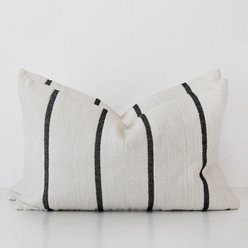 SISOLA HAND WOVEN CUSHION BUNDLE X2 | 40X60CM | WHITE BLANC + BLACK STRIPE