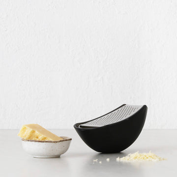 ALESSI | PARMENIDE CHEESE GRATER WITH CHEESE CELLAR | BLACK