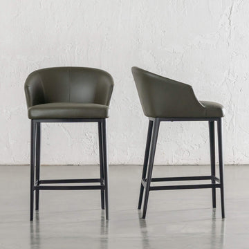 ANTONIS COUNTER STOOL | MEDITERRANEAN DEEP OLIVE VEGAN LEATHER