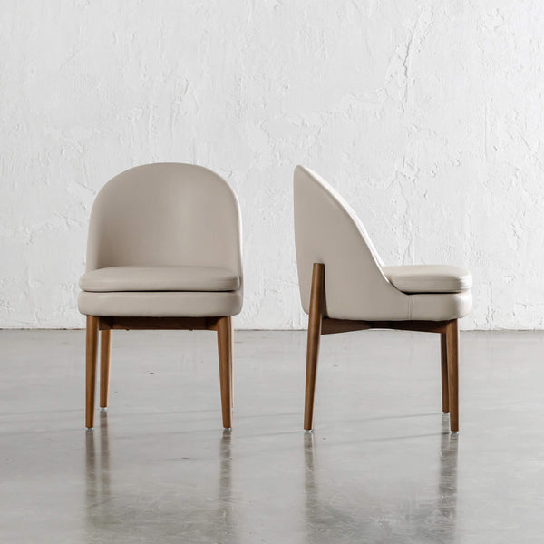 ARCHER VEGAN LEATHER DINING CHAIR | STOWE SAND BEIGE + WALNUT