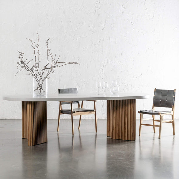 ARIA MONDELLO OVAL DINING TABLE | 260CM + 300CM | BIANCO CIMENT