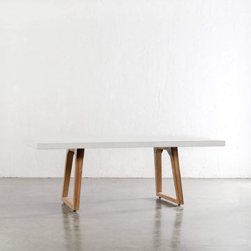 ARIA GRANITE CONCRETE DINING TABLE + SCANDI LEG | BIANCO CIMENT | 220CM