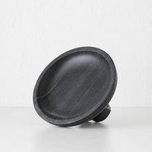 ALLEGRA MARBLE FOOTED BOWL ON SIDE  |  BLACK