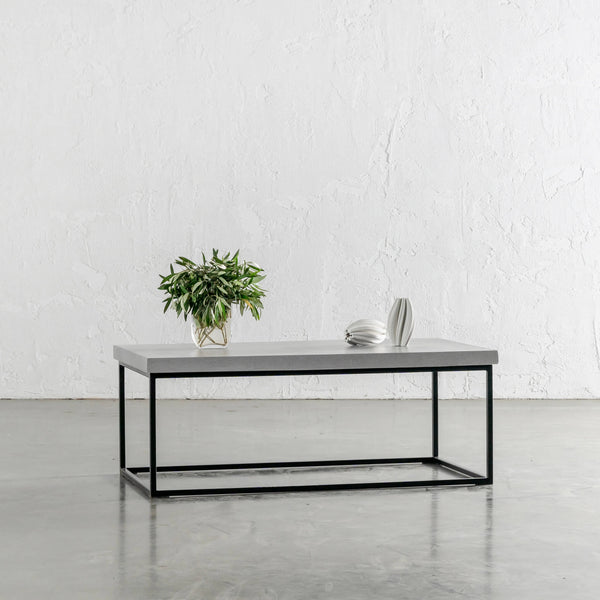 ARIA CONCRETE GRANITE RECTANGLE COFFEE TABLE | ZINC ASH