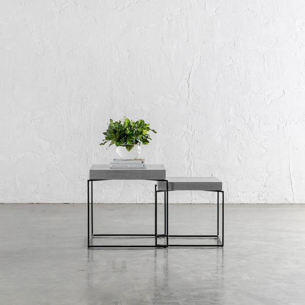 ARIA CONCRETE GRANITE SIDE TABLES | SQUARE | PACKAGE 2 x SIDE TABLES | ZINC ASH