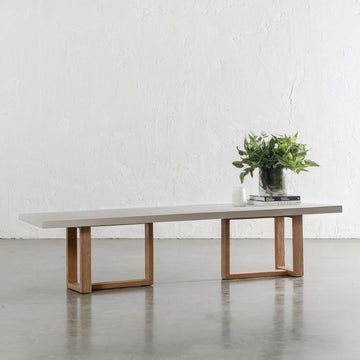 ARIA HALMSTAD BENCH | SAHARA CIMENT + TEAK LEGS | 200CM