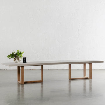 ARIA HALMSTAD BENCH | SAHARA CIMENT + TEAK LEGS | 240CM