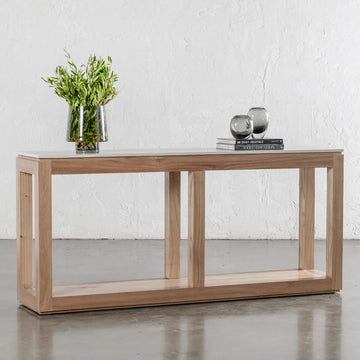 BASILIO CONSOLE TABLE | 180CM | NATURAL ASH + BIANCO CIMENT