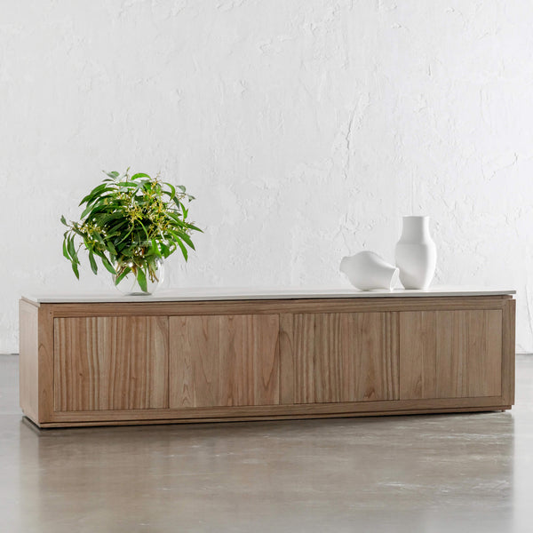 BASILIO ENTERTAINMENT UNIT | NATURAL ASH + BIANCO CIMENT
