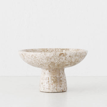 BAYAN FOOTED DISH | 18CM | ORGANIC CREMA MARBLE