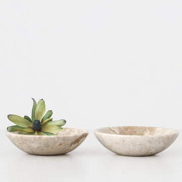 BAYAN MARBLE BOWL BUNDLE X2 | SML 15CM | ORGANIC CREMA MARBLE