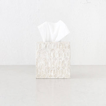 BELLE INLAY TISSUE BOX COVER | SQUARE | IVORY RESIN