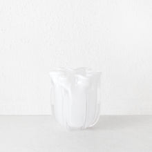 BENOIT TULIP HAND BLOWN VASE  |  WHITE + CLEAR GLASS | MEDIUM