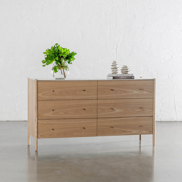 BRANZANO CHEST OF DRAWERS | BIRCH ASH | CARRARA WHITE CERAMICA TOP