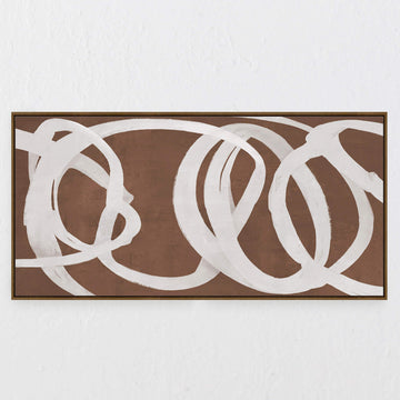 LBD EXCLUSIVE | BENABARRE FRAMED CANVAS PRINT | 80X160CM | TERRA RUST + WHITE | OAK NATURAL FRAME