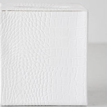 BOND CROCODILE SQUARE TISSUE BOX COVER  |  CLOSE UP  |  LIME WHITE