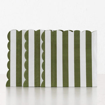 CARNIVAL PAPER NAPKIN BUNDLE X3 | STRIPED OLIVE + WHITE