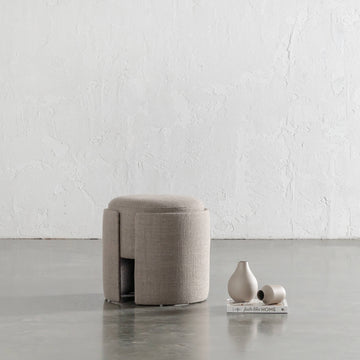 CARSON ATINA FOOTSTOOL OTTOMAN | TAUPE BASKET WEAVE