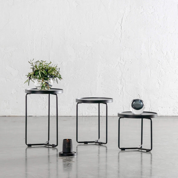CHIARA SIDE TABLE | SET OF 3 | BLACK WOOD GRAIN
