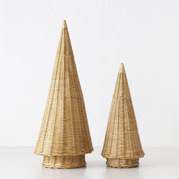CLOVELLY WICKER CHRISTMAS TREES | SET OF 2 | NATURAL WICKER