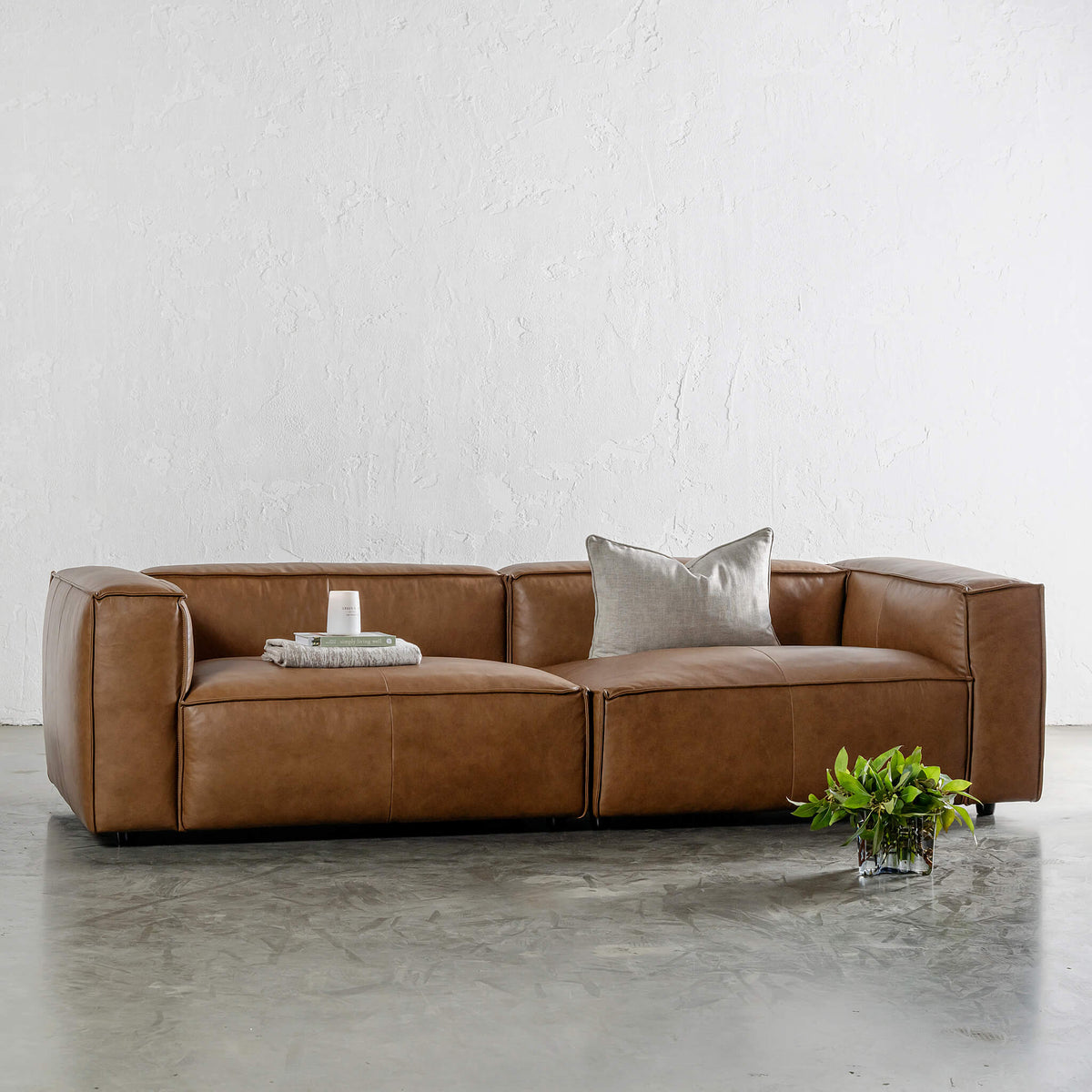 COBURG 4 SEATER SOFA DAKOTA SADDLE TAN LEATHER LOUNGE FURNITURE
