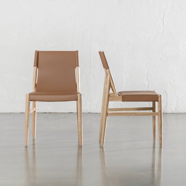 COSTANO VEGAN LEATHER DINING CHAIR | BUNDLE + SAVE | SADDLE TAN + BIRCH ASH