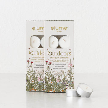 ELUME | CITRONELLA TEALIGHT SOY CANDLES | 20 PACK | 5+HR | CITRONELLA + TEA TREE + LAVENDER
