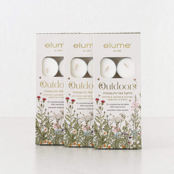 ELUME | CITRONELLA TEALIGHT SOY CANDLES | 30 PACK | 5+HR | CITRONELLA + TEA TREE + LAVENDER