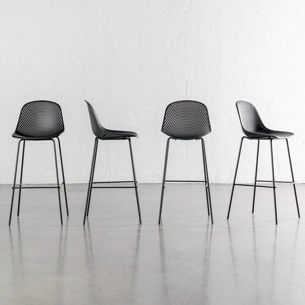 ETTA MESH INDOOR/OUTDOOR BAR CHAIR BUNDLE | ONYX BLACK