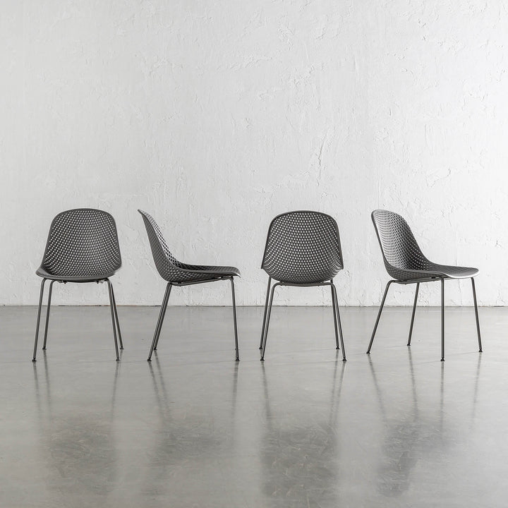 ETTA MESH INDOOR/OUTDOOR DINING CHAIR | GRANITE GREY