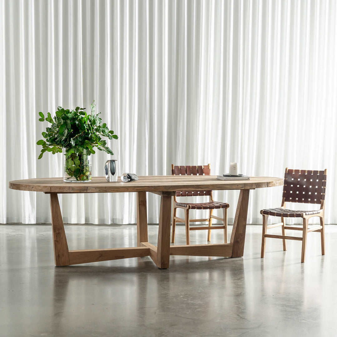 FLORENCE OVAL RECLAIMED TEAK INDOOR DINING TABLE  |  260CM