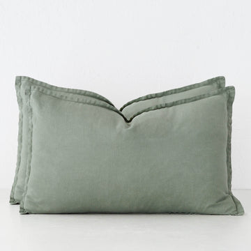 FRENCH LINEN CUSHION BUNDLE X2 | 40 X 60CM | EUCALYPTUS LEAF
