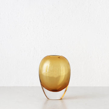 FREYA HAND BLOWN VASE | AMBER + CLEAR GLASS | MEDIUM