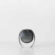 HANS HAND BLOWN VASE | CHARCOAL + CLEAR GLASS