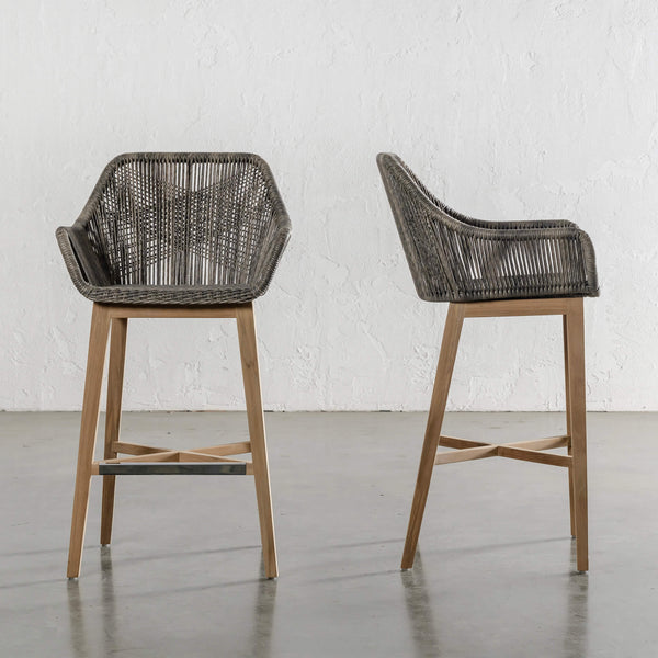 INIZIA WOVEN RATTAN INDOOR / OUTDOOR BAR CHAIR | PUMICE SHADOW
