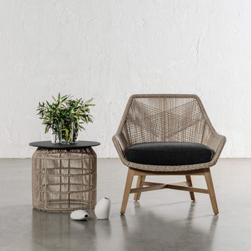 INIZIA WOVEN RATTAN INDOOR / OUTDOOR LOUNGE CHAIR | BIRCH ASH