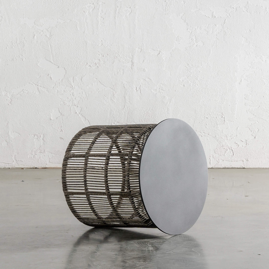 PRE ORDER  |  INIZIA WOVEN RATTAN INDOOR / OUTDOOR SIDE TABLE |  PUMICE SHADOW