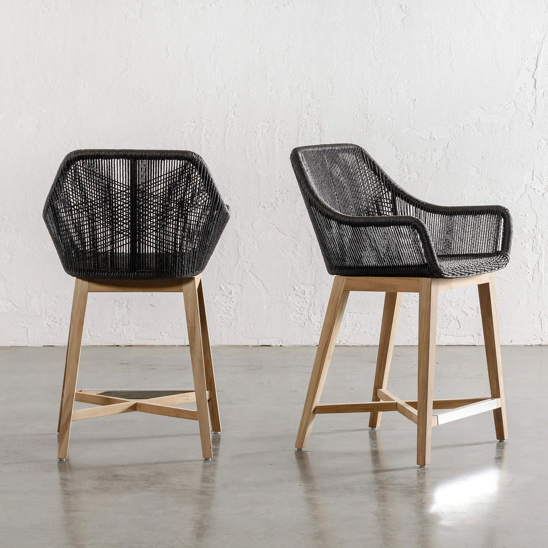 INIZIA WOVEN RATTAN INDOOR / OUTDOOR COUNTER CHAIR  |  MONUMENT BLACK