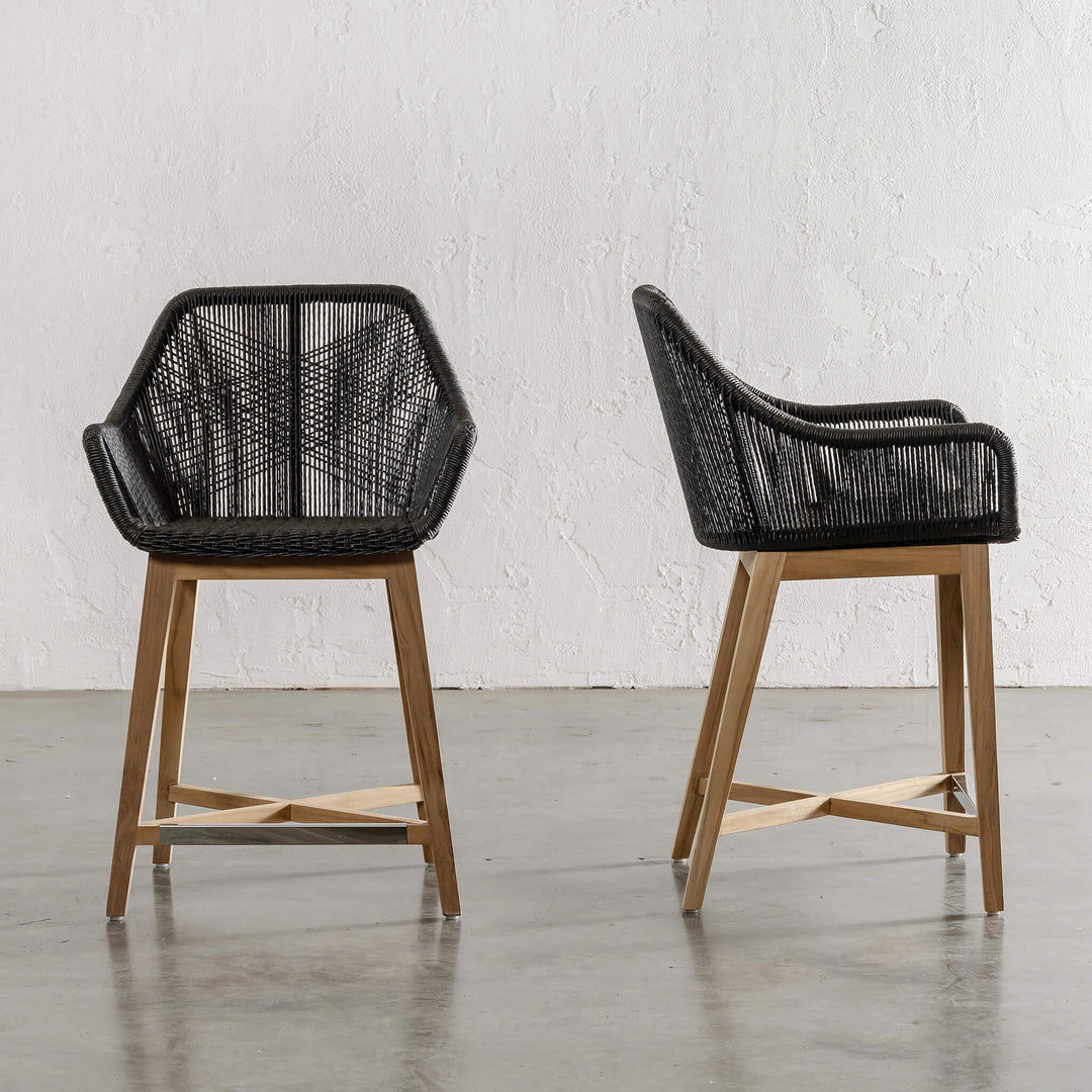 INIZIA WOVEN RATTAN INDOOR / OUTDOOR COUNTER CHAIR  |  MONUMENT BLACK
