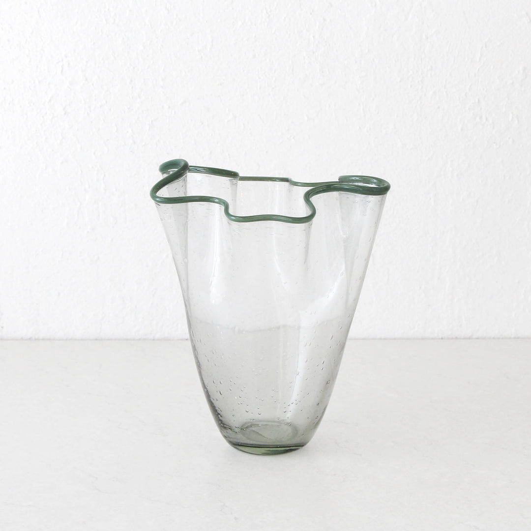 JARVIS GLASS VASE  |  MEDIUM  |  GREY + GREEN GLASS