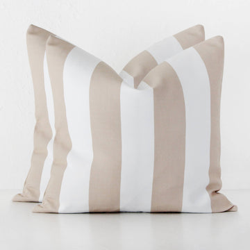 JOHAN AWNING STRIPE CUSHION BUNDLE X2 | 60 X 60 | STONE