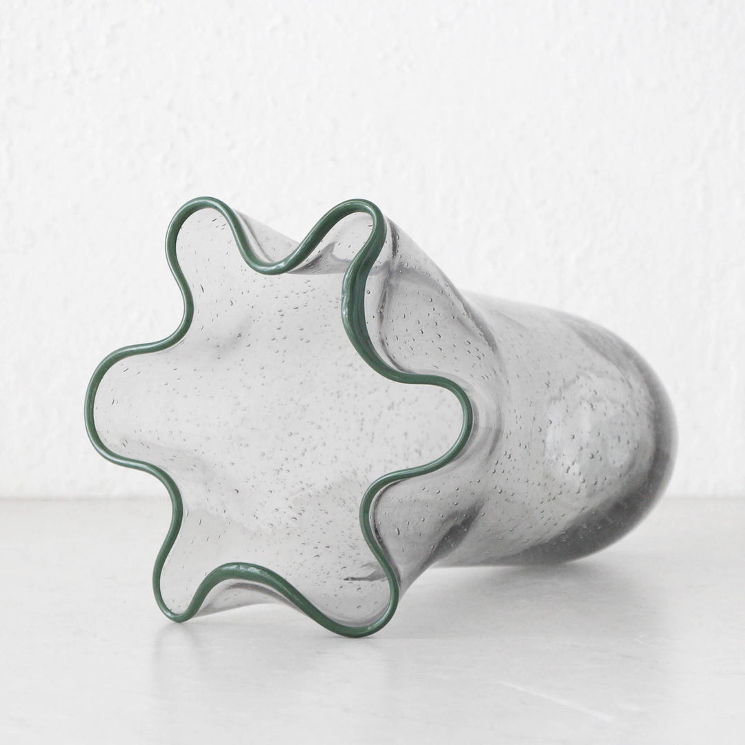 JARVIS GLASS VASE  |  LARGE  |  GREY + GREEN GLASS